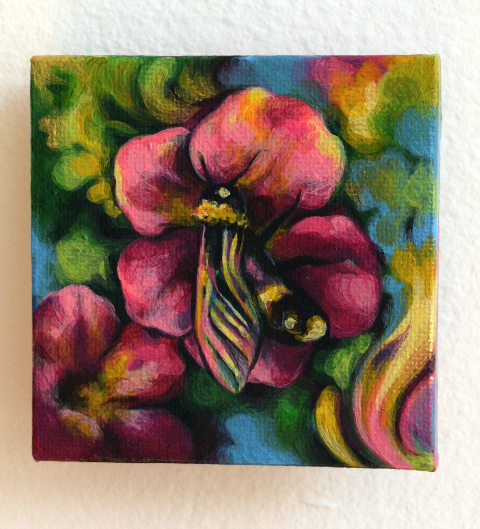 Petunia Bee Original Painting by Hilary Astrid
