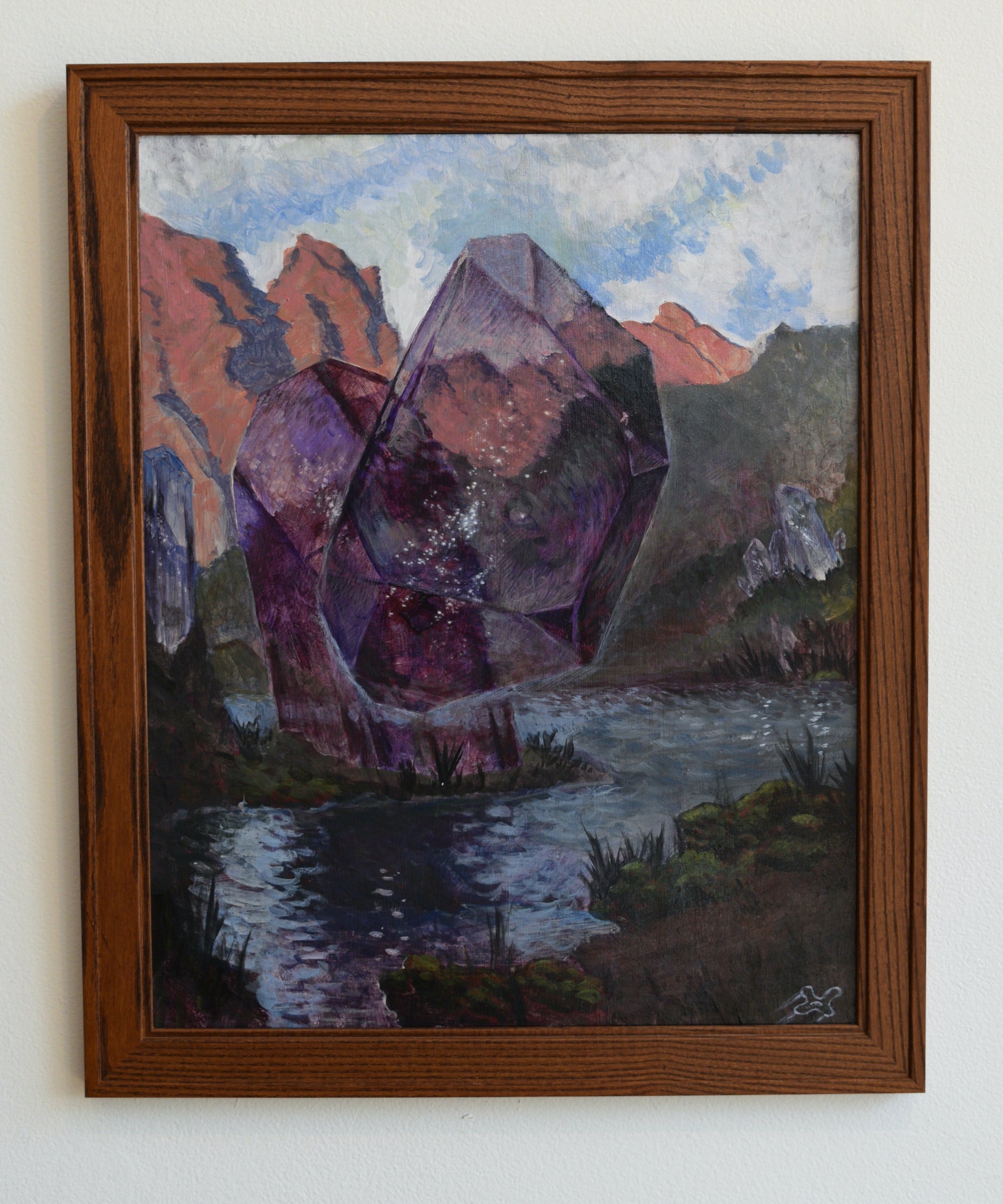 Red Rocks and Water Original Painting by Stefan Lucas