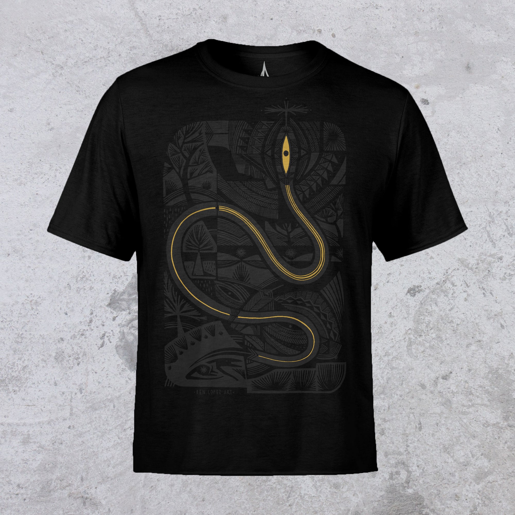 Metallic Gold Serpent Screenprint Tee by Ben Lopez