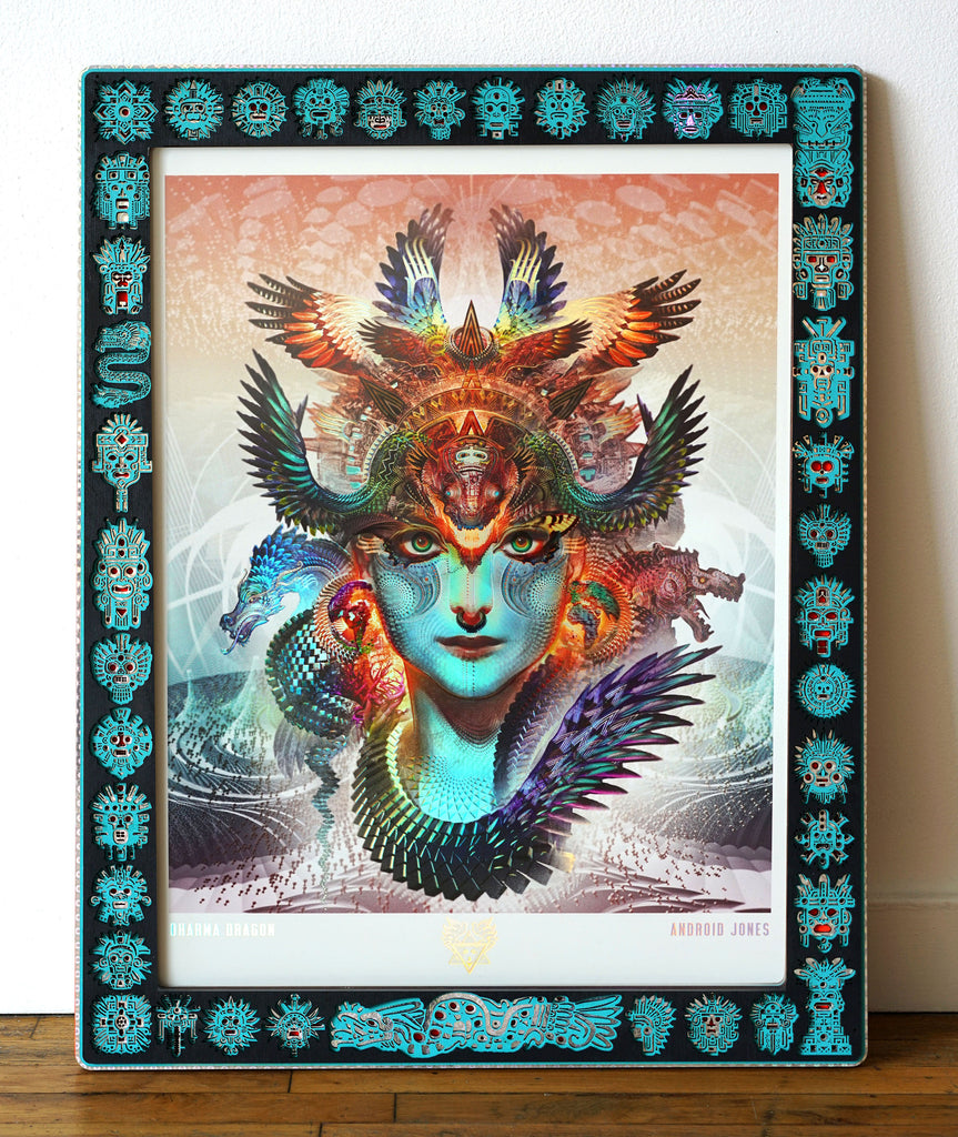 Dharma Dragon Holographic Print with Totem Lasercut Frame by Android Jones