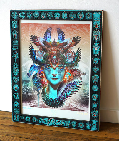 Dharma Dragon Holographic Print with Totem Lasercut Frame by Android Jones