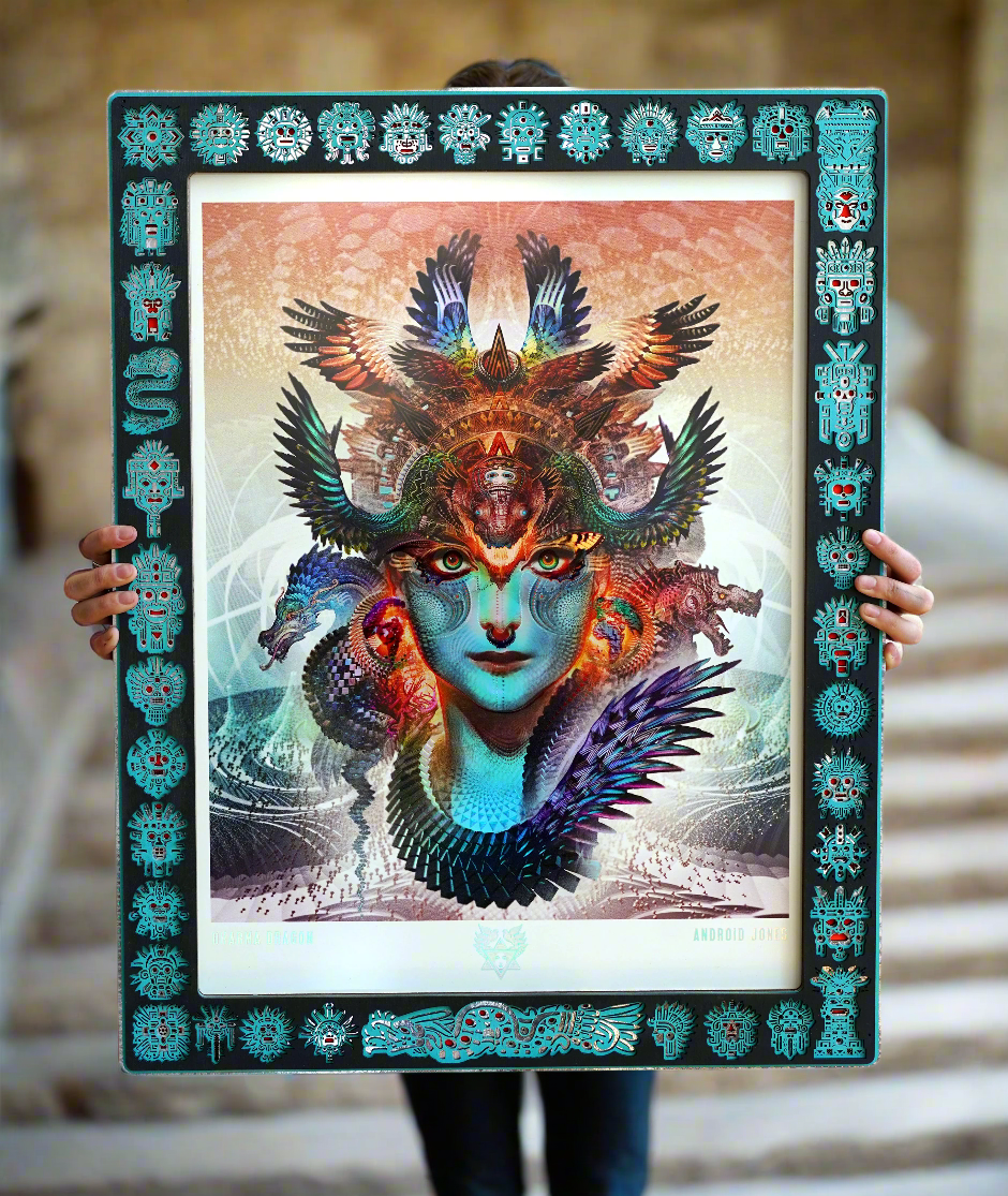 Dharma Dragon Holographic Print with Totem Lasercut Frame by Android Jones