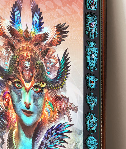 Dharma Dragon Holographic Print with Totem Lasercut Frame by Android Jones