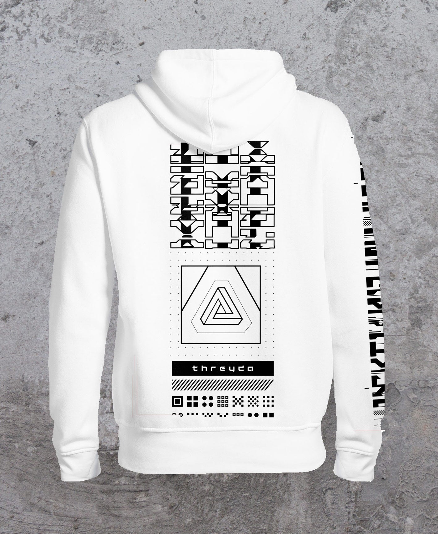 White Data Pullover Hoodie by Kimi Takemura