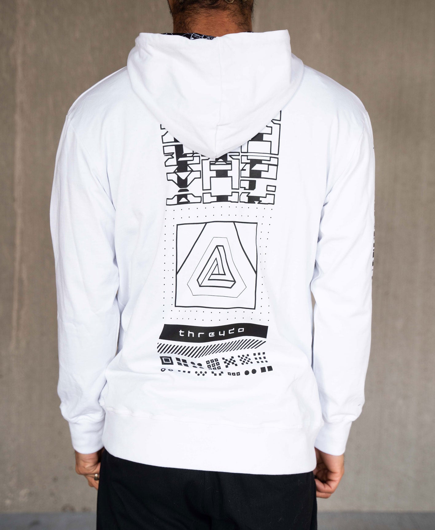 White Data Pullover Hoodie by Kimi Takemura