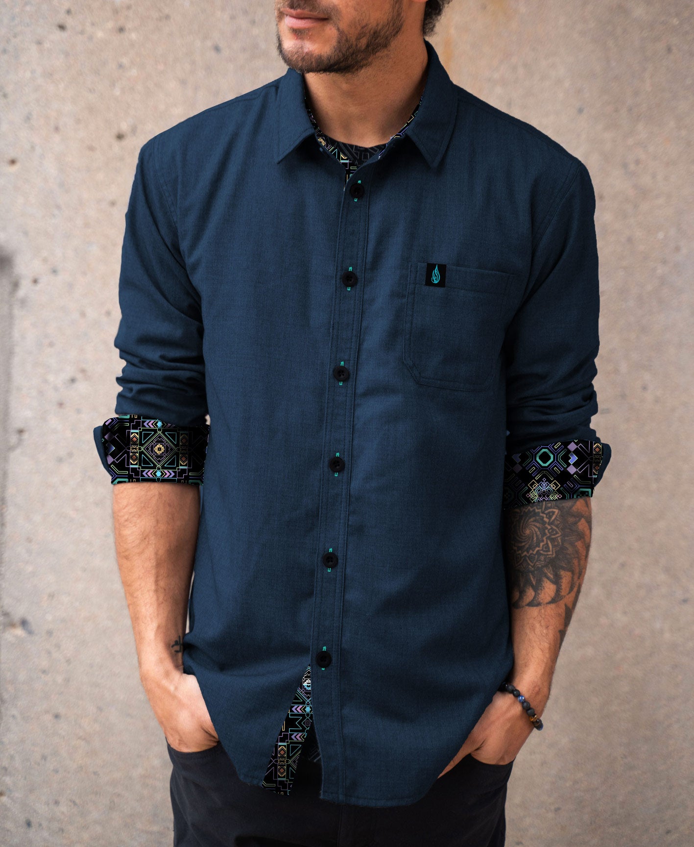 Hozho Lined Button Down Shirt by Threyda - Ships March