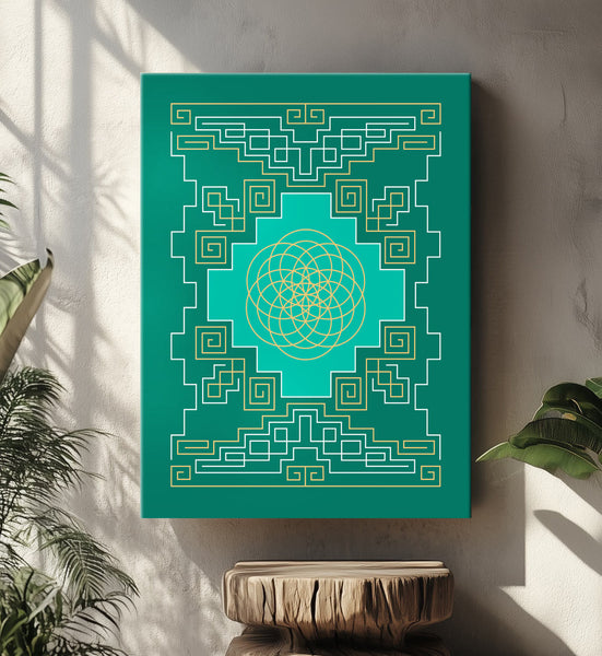 Emerald Tablet Stretched Canvas by Melanie Farris