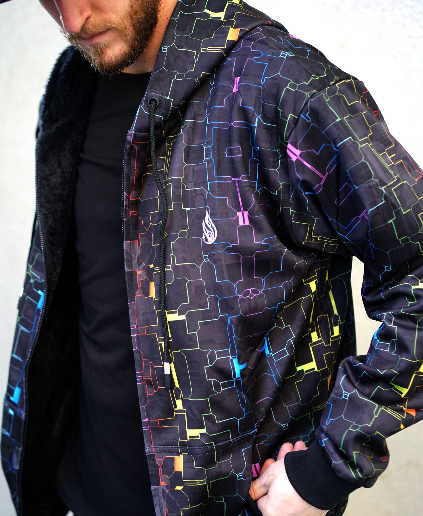 Fractured Rainbow Sherpa Hoodie by Glass Crane