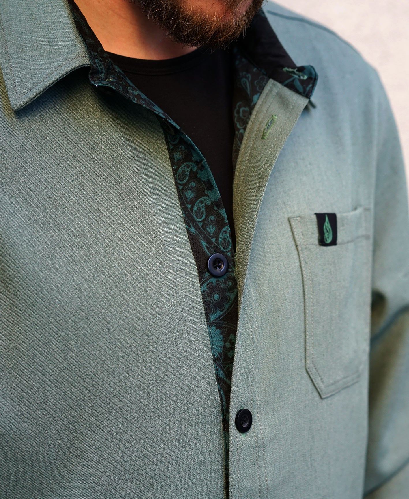 Verdant Lined Button Down Shirt by Threyda - Ships March