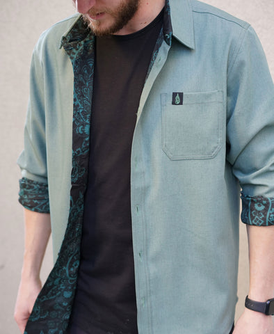 Verdant Lined Button Down Shirt by Threyda - Ships March