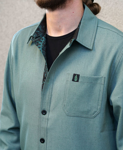 Verdant Lined Button Down Shirt by Threyda - Ships March