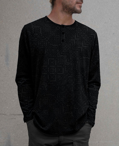 Chrysalis Henley Screenprint Shirt by Kris Davidson