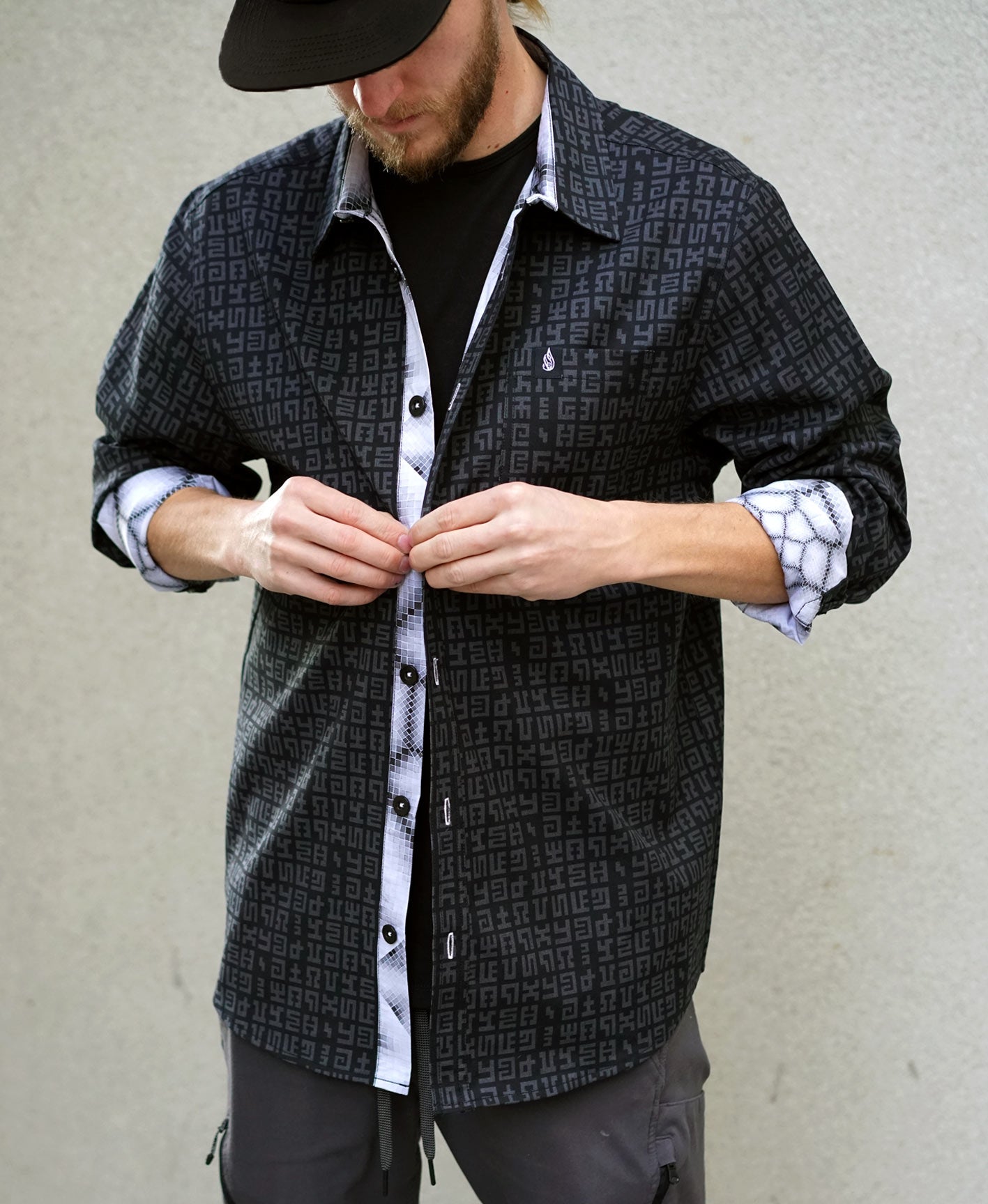 Ink Wash Lined Button Down by Allyson Grey - Ships January