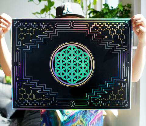 Cosmic Cannabinoid Embossed Holo Print by Melanie Farris