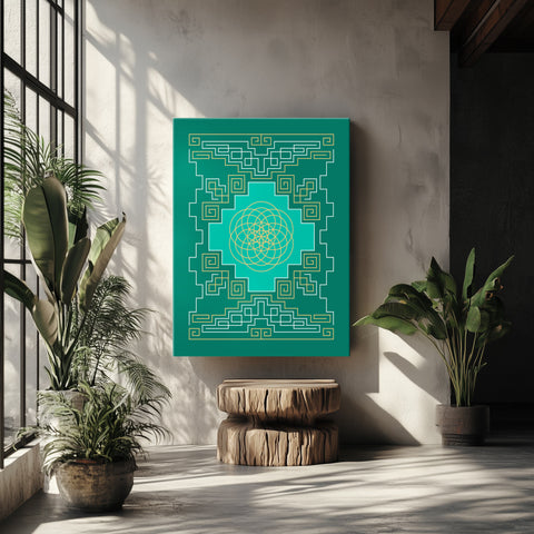 Emerald Tablet Stretched Canvas by Melanie Farris