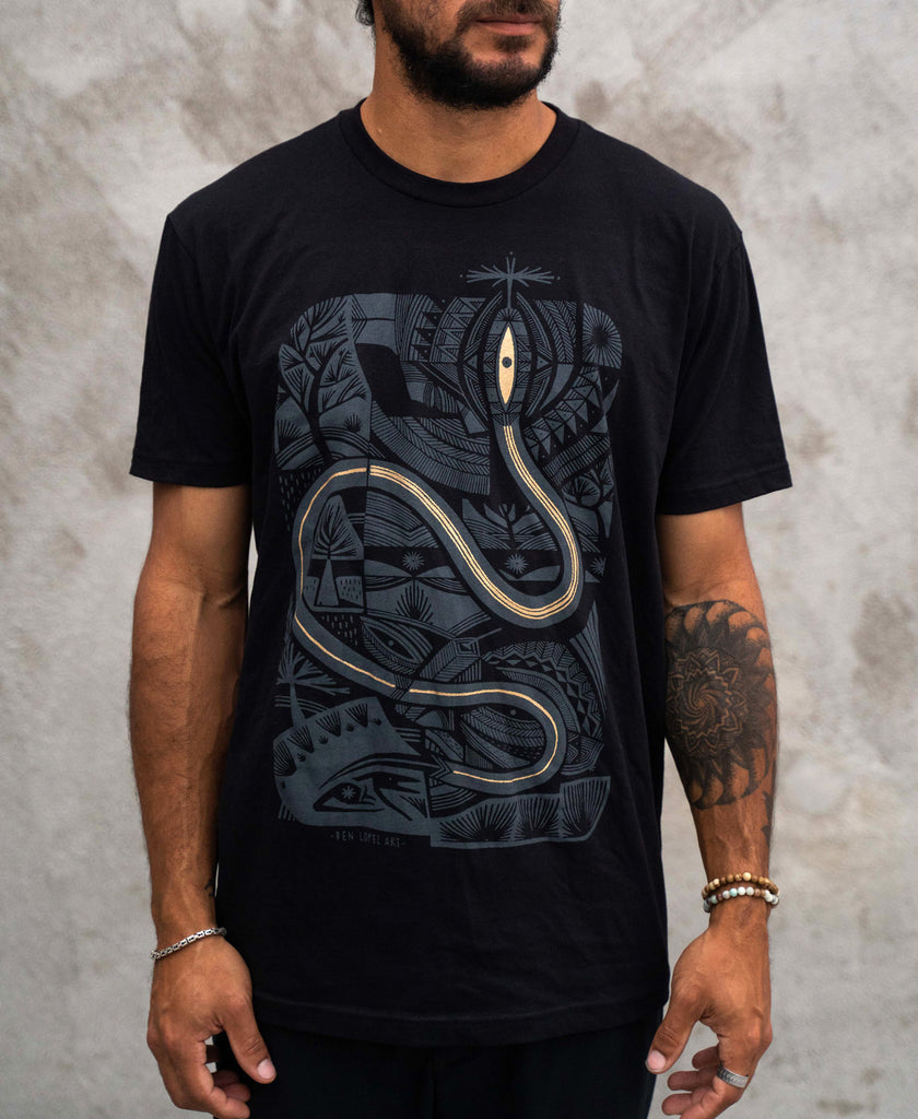 Metallic Gold Serpent Screenprint Tee by Ben Lopez