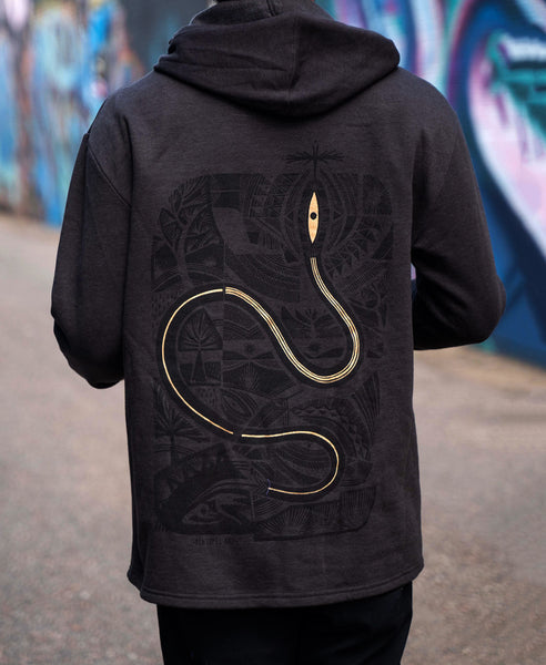 Metallic Gold Serpent Welted Pullover Hoodie by Ben Lopez