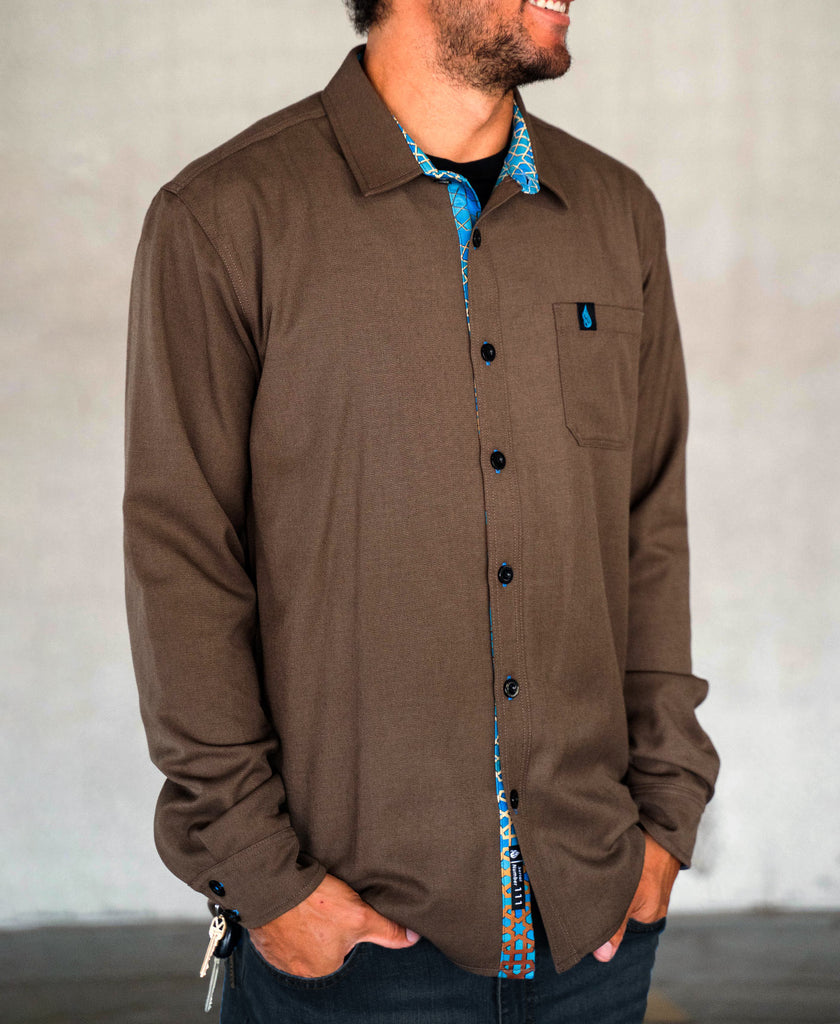 Natural Synthesis Lined Button Down Shirt by Threyda - Ships October