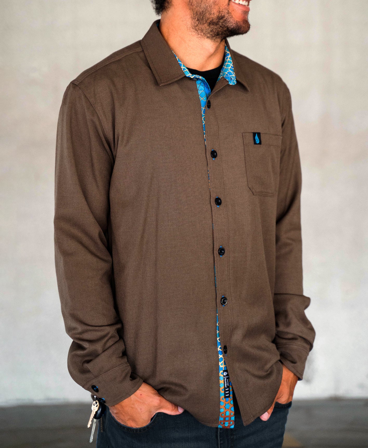 Natural Synthesis Lined Button Down Shirt by Threyda