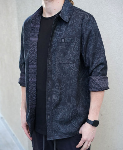 Night Insight Lined Button Down Shirt by Threyda - Ships March