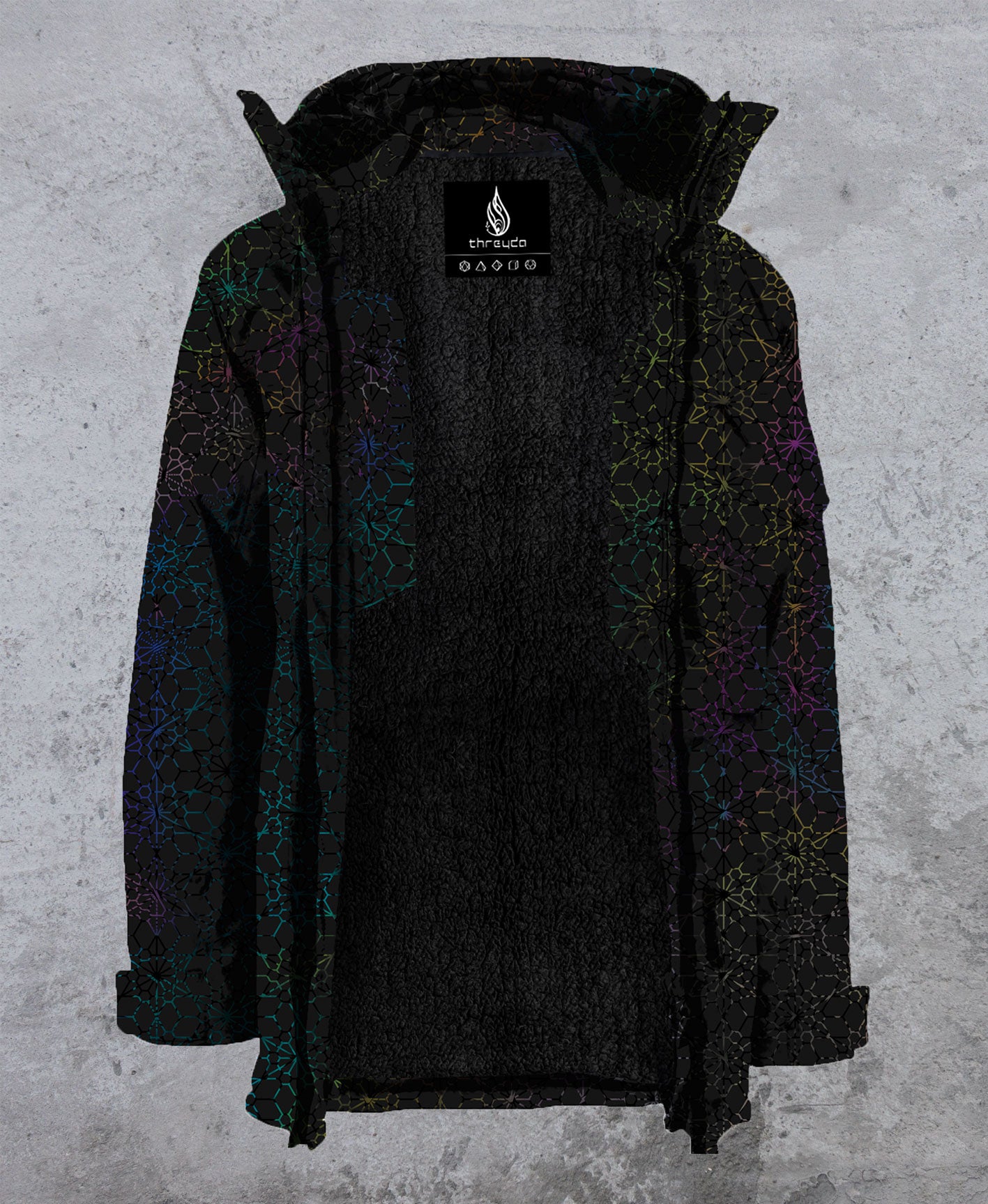 Black Rainbow Onyx Sherpa Jacket by Threyda