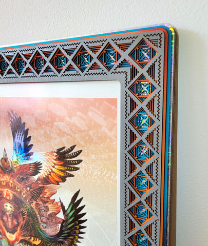 Dharma Dragon Print with Astral Prism Lasercut Frame by Android Jones