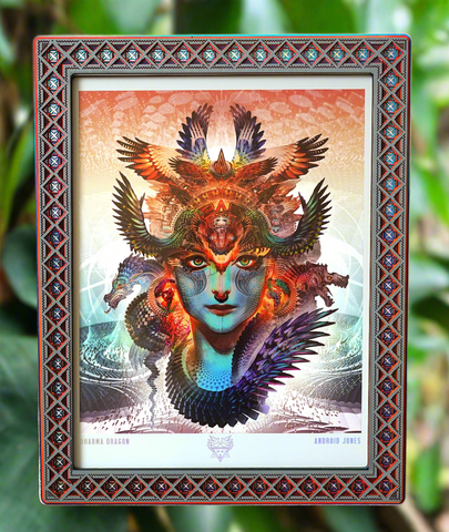 Dharma Dragon Holographic Print with Astral Prism Lasercut Frame by Android Jones