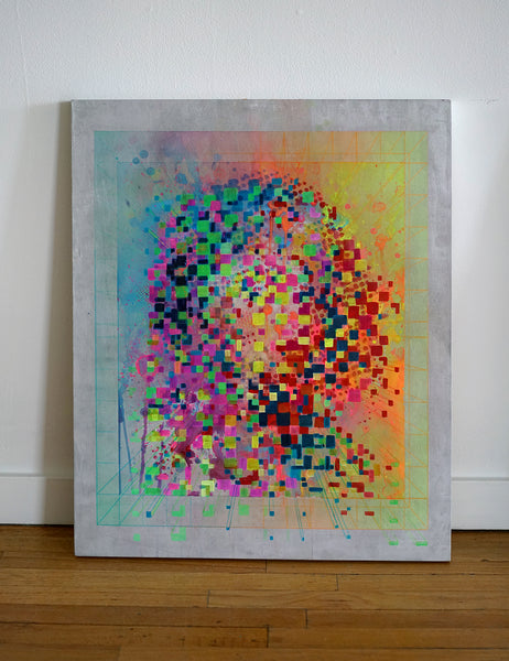 Pixel Lisa Original Painting by Jake Amason -  72 HR AUCTION