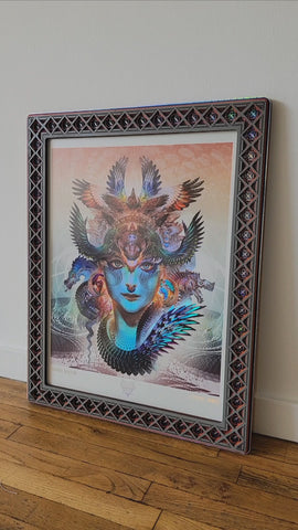 Dharma Dragon Holographic Print with Astral Prism Lasercut Frame by Android Jones