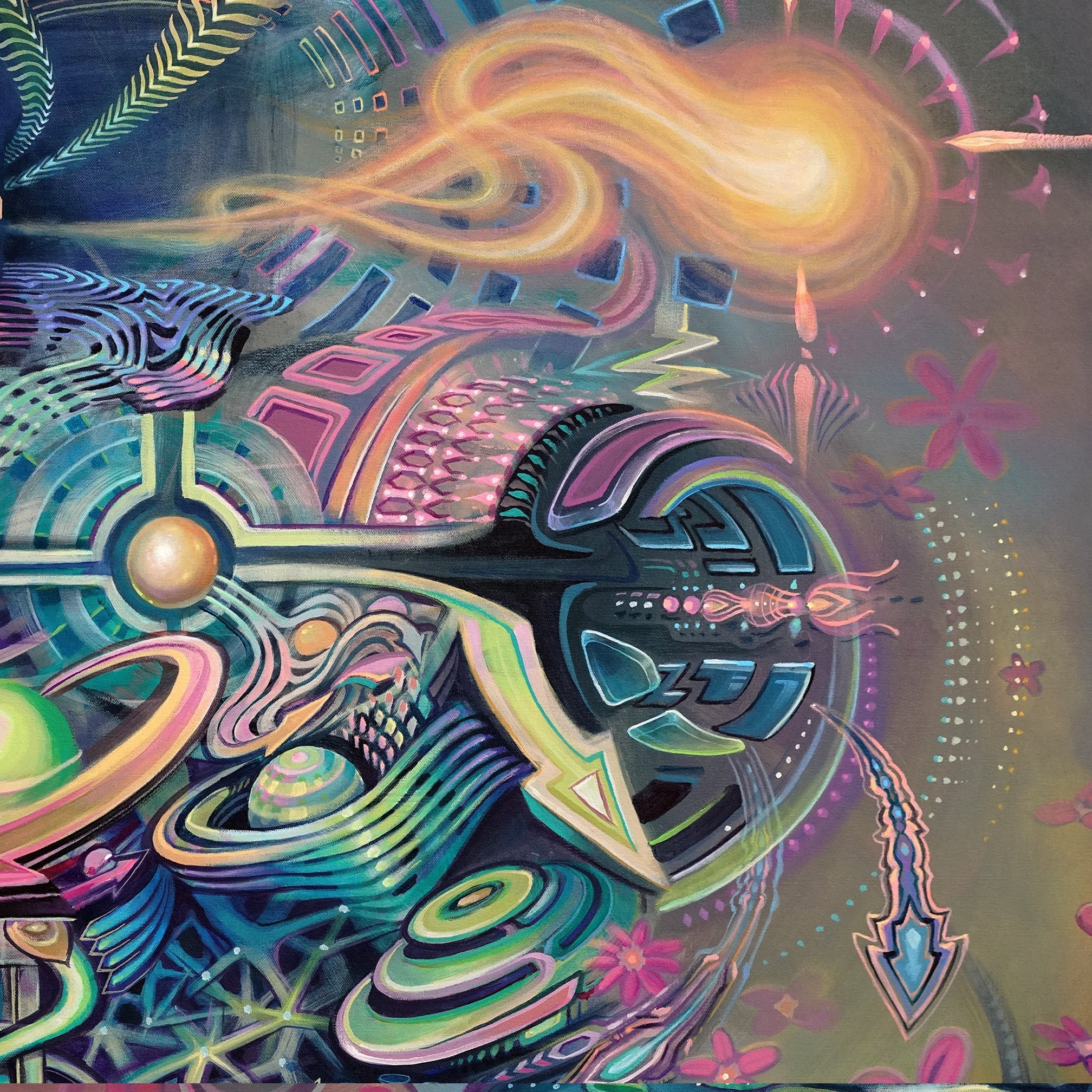 Psychedelic Science Stretched Canvas by Threyda x Apex