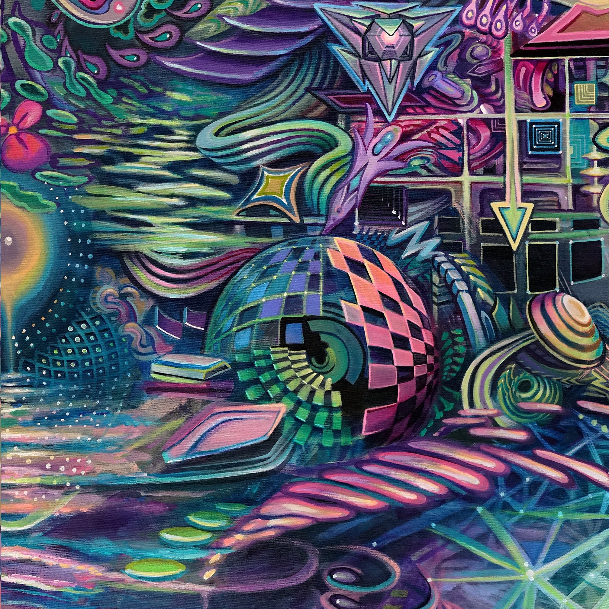 Psychedelic Science Stretched Canvas by Threyda x Apex