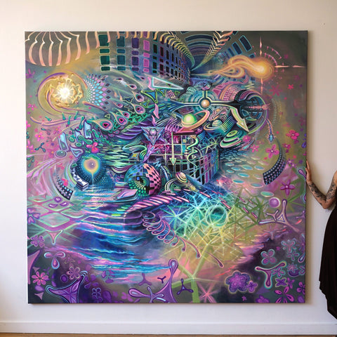 Psychedelic Science Stretched Canvas by Threyda x Apex