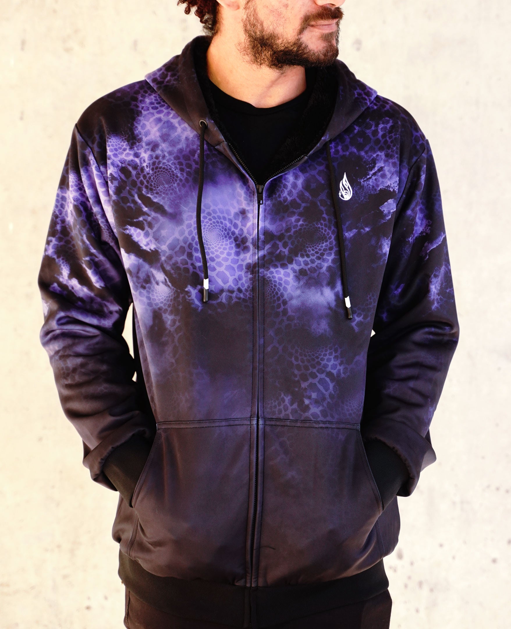 Purple Dragon Sherpa Hoodie by Gage Kelsey Threyda Art and Apparel