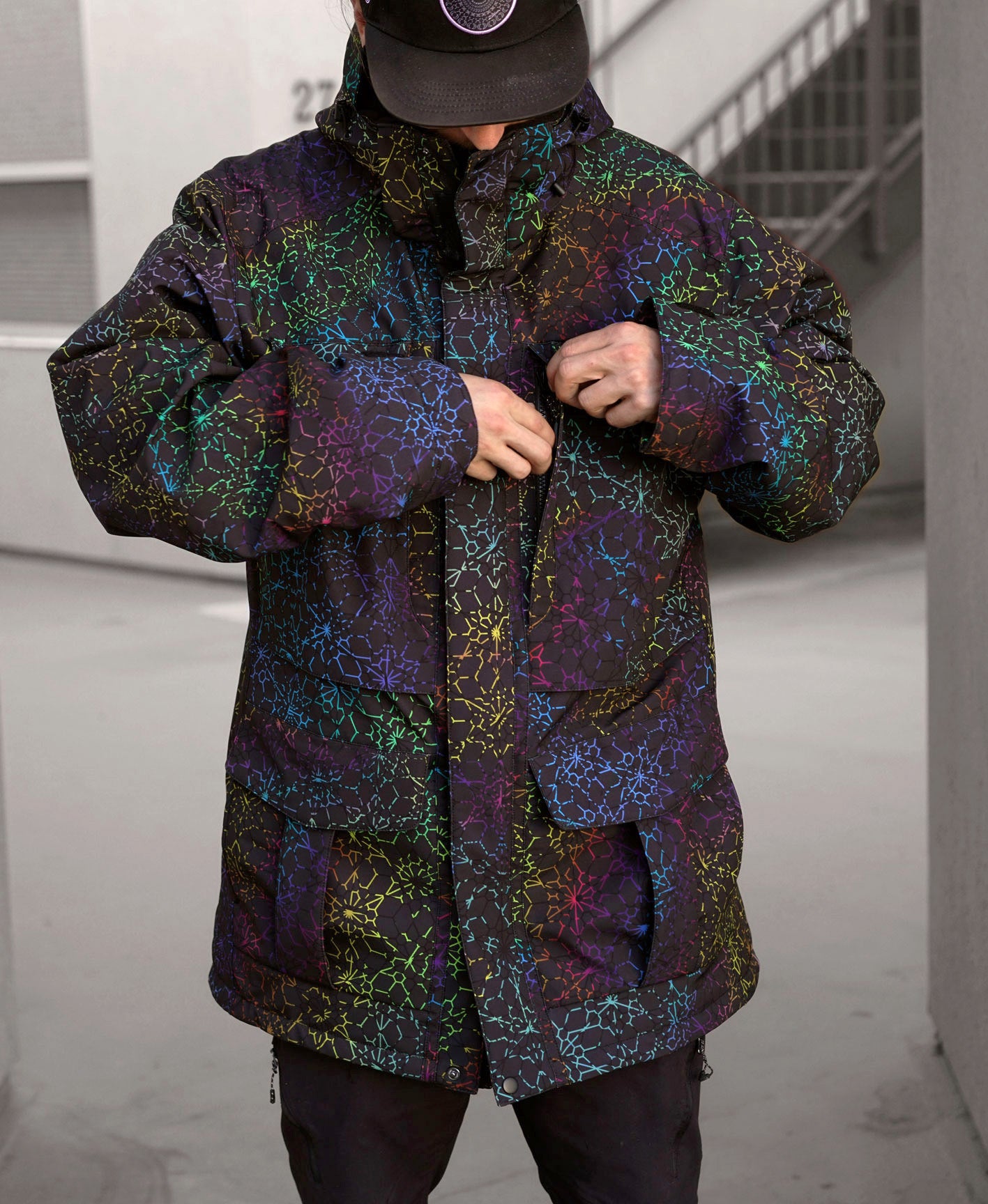 Black Rainbow Onyx Sherpa Jacket by Threyda