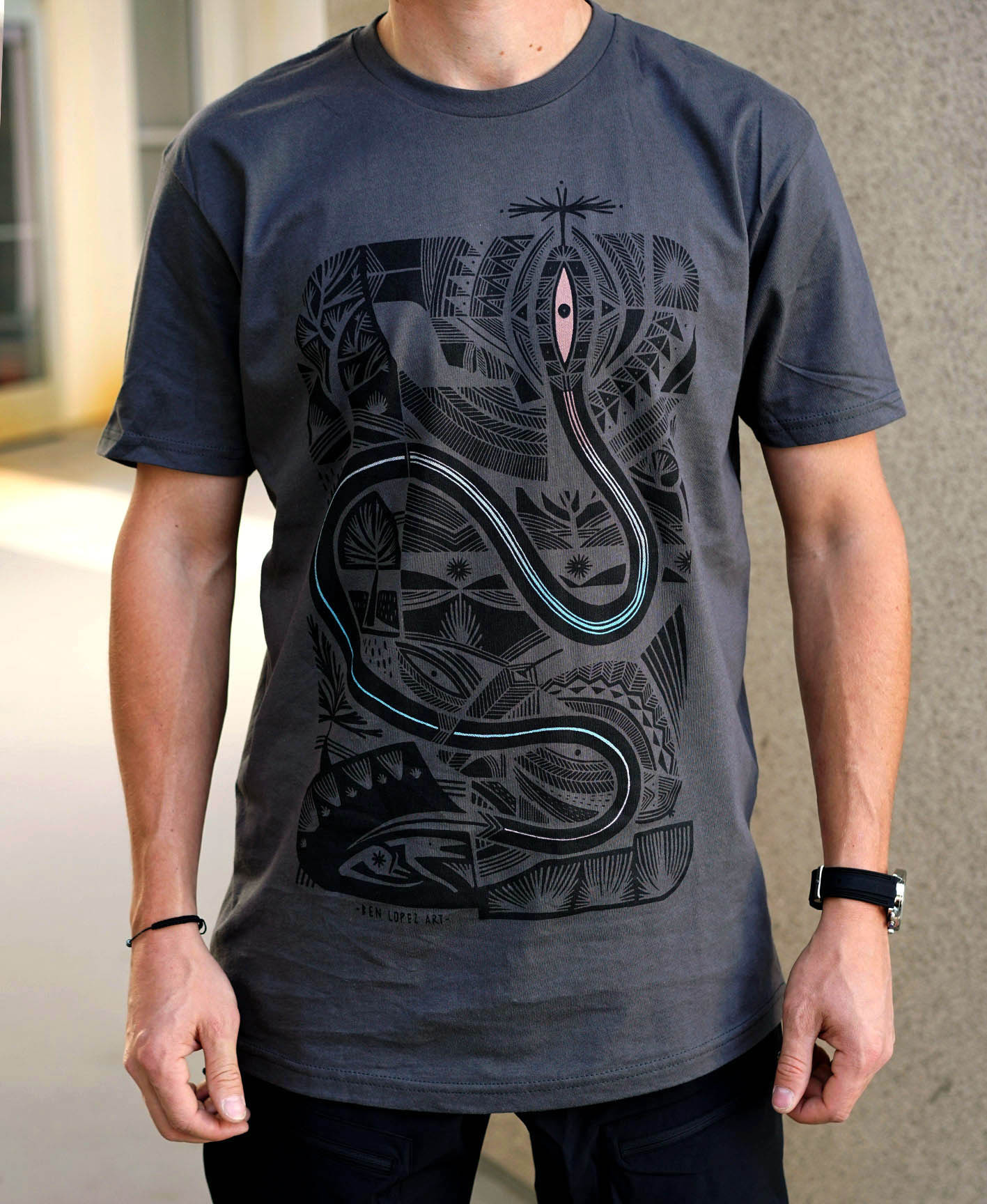 Rainbow Serpent Screenprint Tee by Ben Lopez