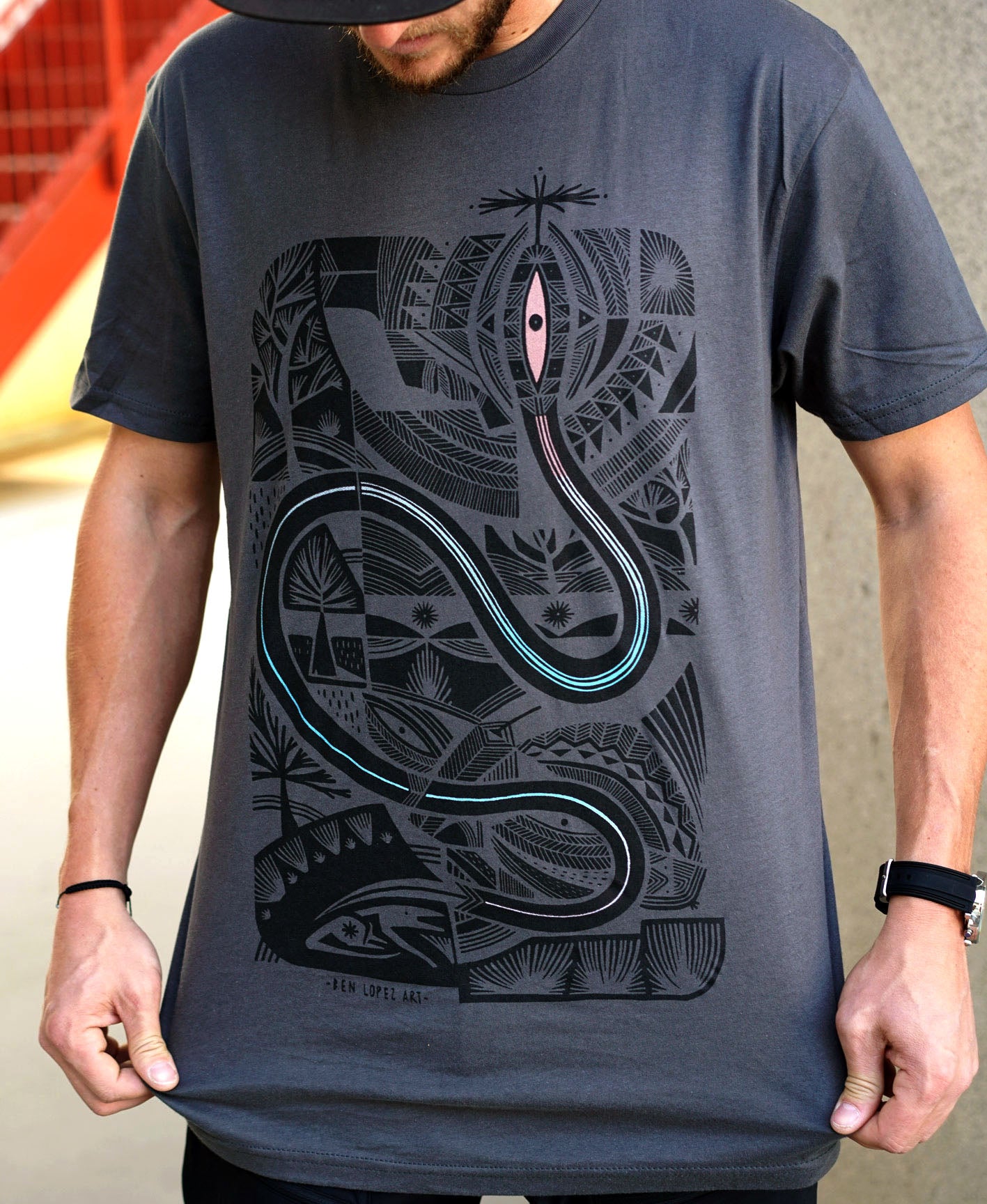 Rainbow Serpent Screenprint Tee by Ben Lopez