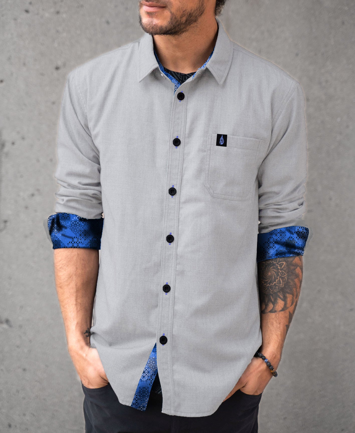 Ultraviolet Lined Button Down Shirt by Threyda