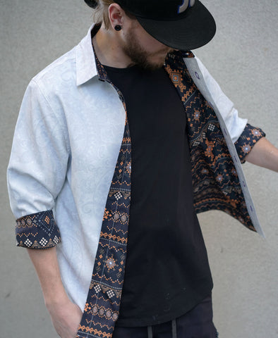 Kashmir Lined Button Down Shirt by Threyda - Ships March