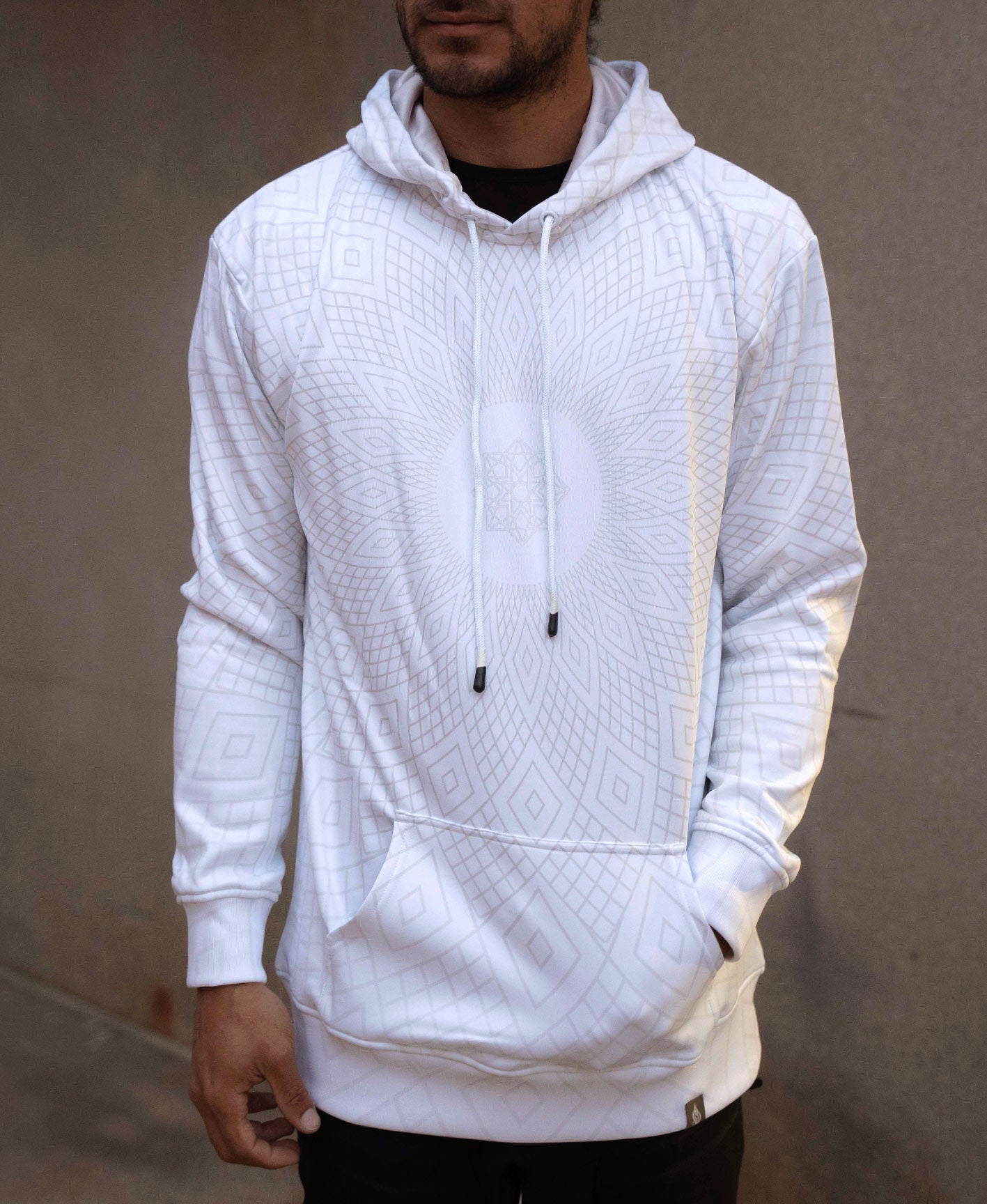 White Reactor Pullover Hoodie by Threyda