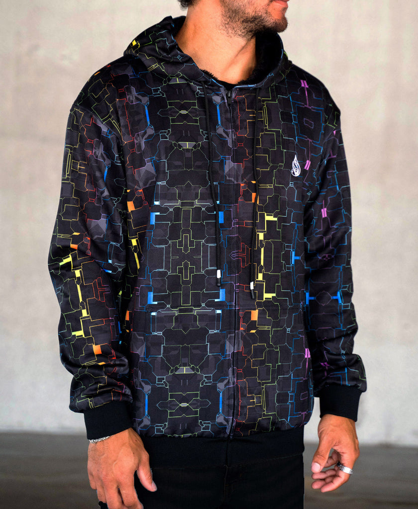 Fractured Rainbow Sherpa Hoodie by Glass Crane - Ships October