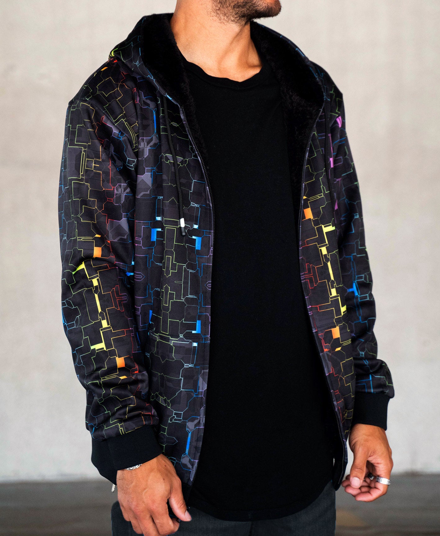 Fractured Rainbow Sherpa Hoodie by Glass Crane