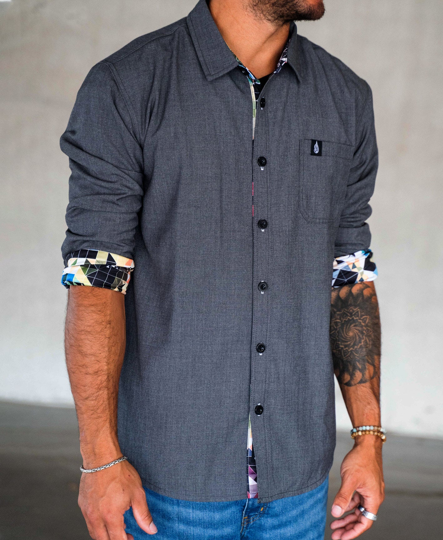 Blotter Lined Button Down Shirt by Threyda