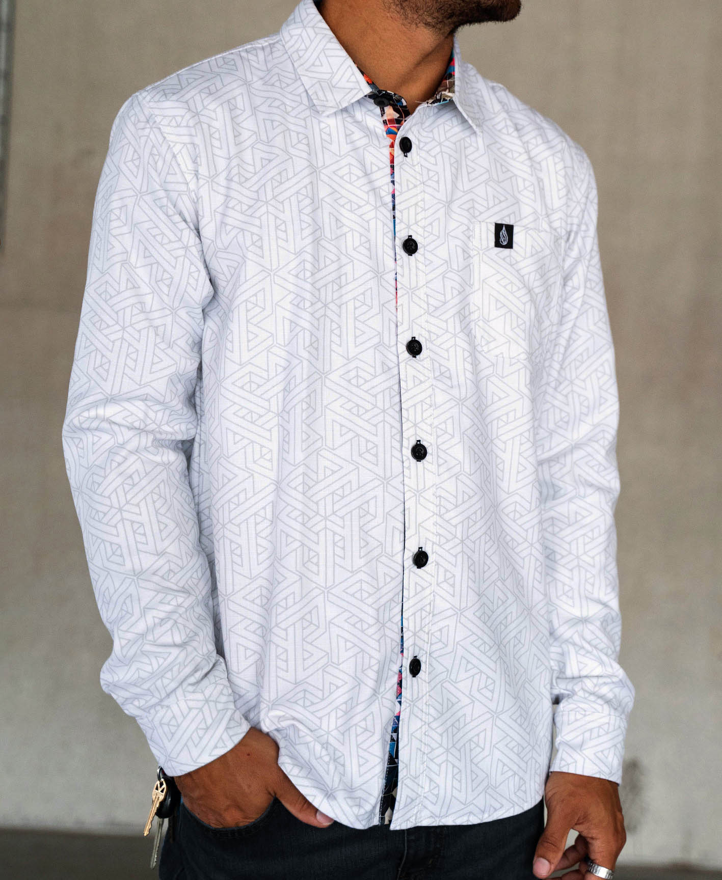 String Theory Lined Button Down Shirt by Threyda