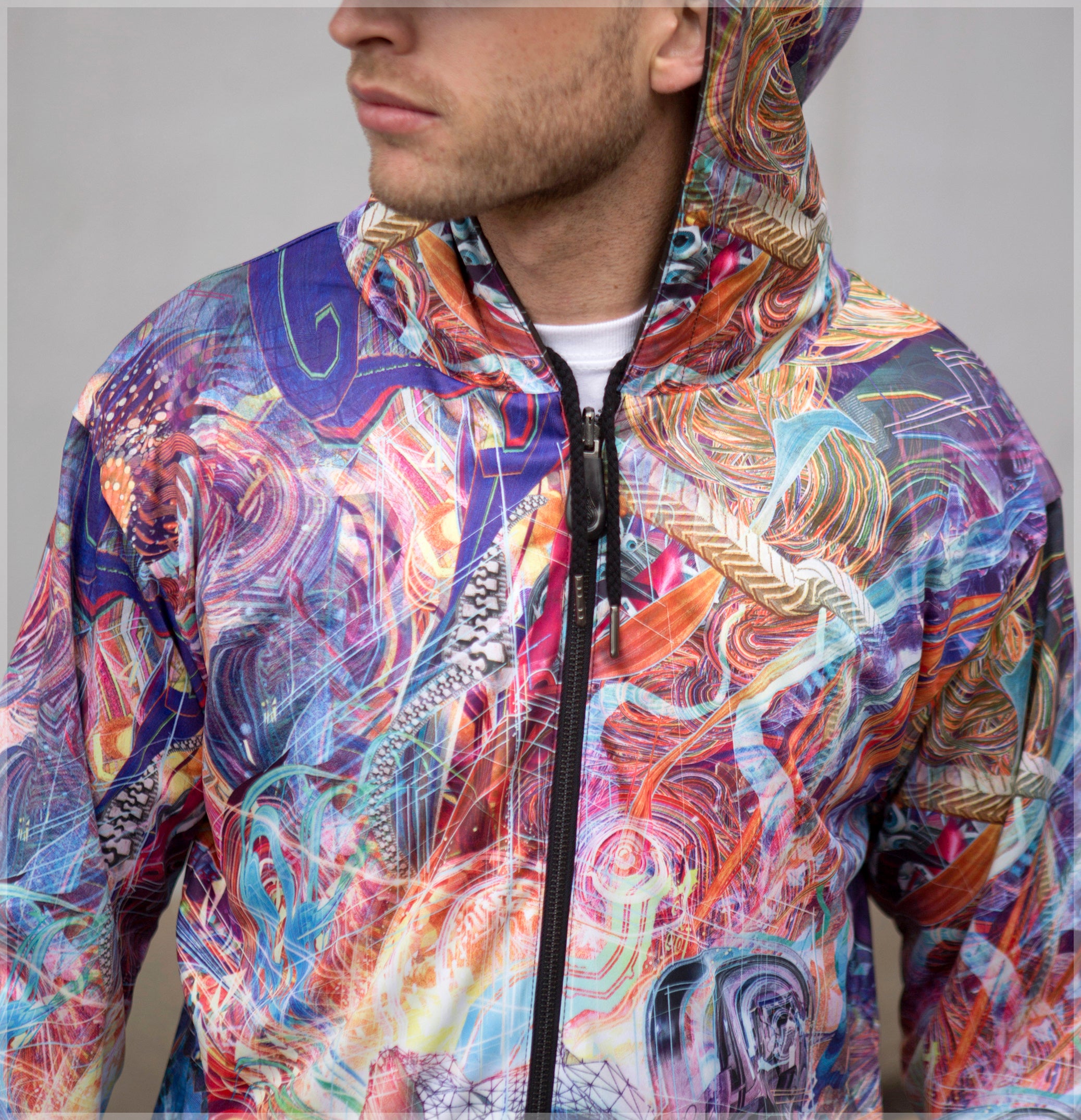 Forward Escape Reversible Satin Jacket by Android Jones - Threyda