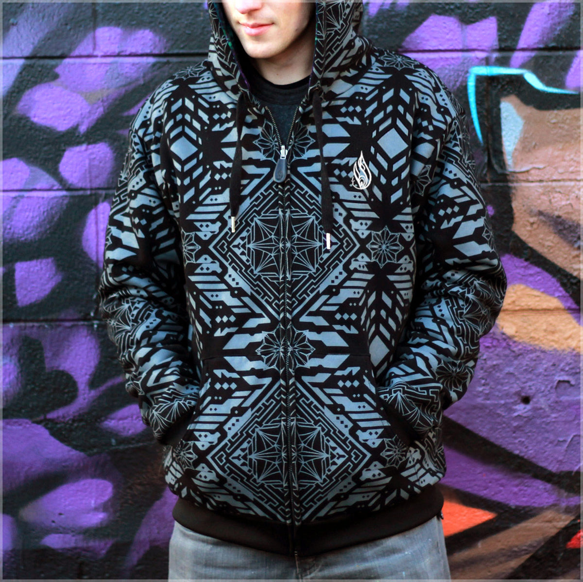 Huachuma Reversible Hoodie by Justin Totemical - Threyda Art and