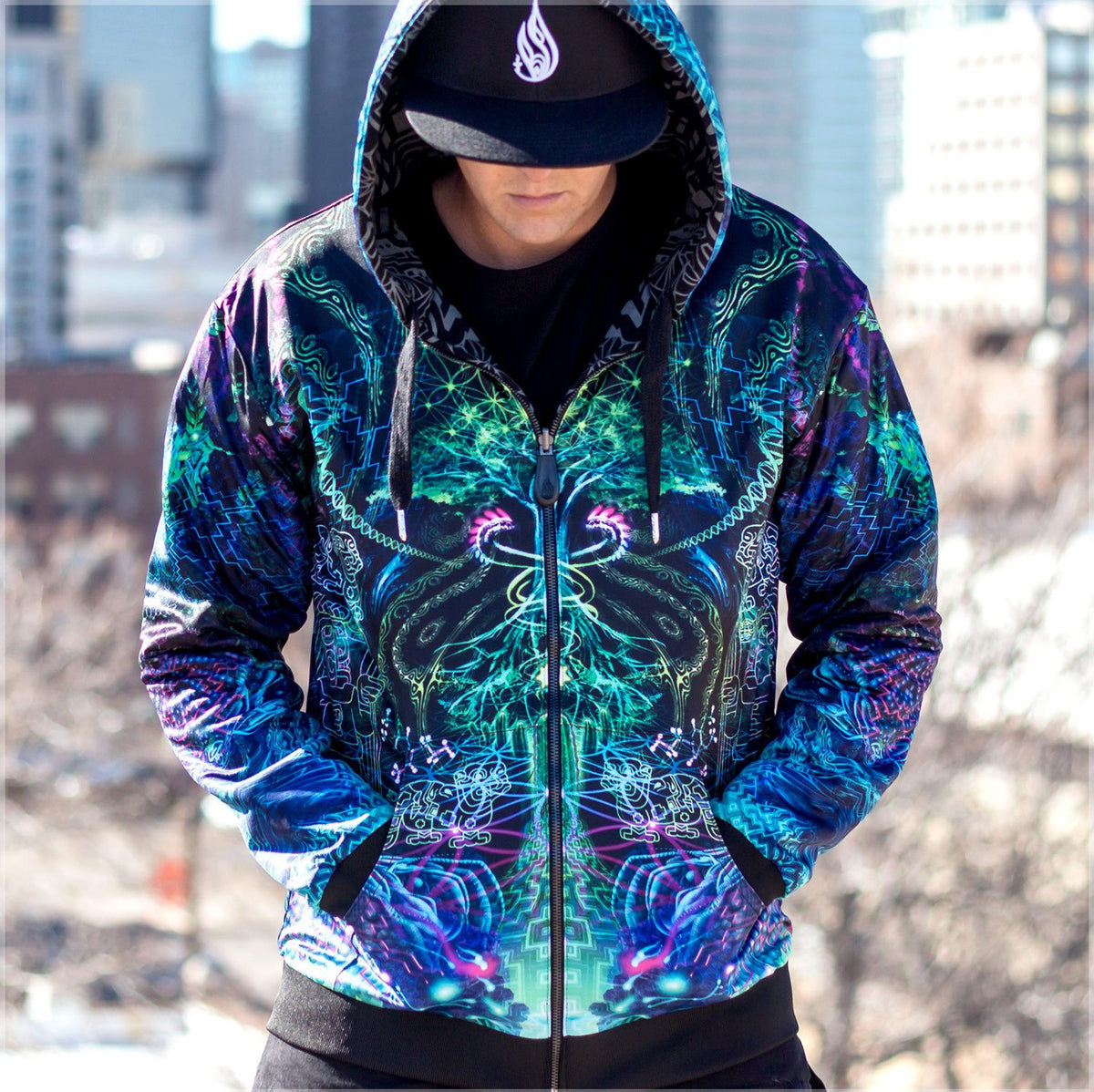 Huachuma Reversible Hoodie 2.0 by Justin Totemical