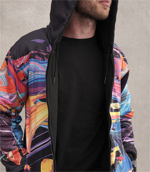 Night Rainbow Midweight Reversible Hoodie by Android Jones XL